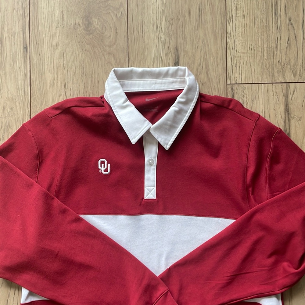 NWT Nike Oklahoma Sooners Campus Collection Long Sleeve Polo Shirt Women’s M
